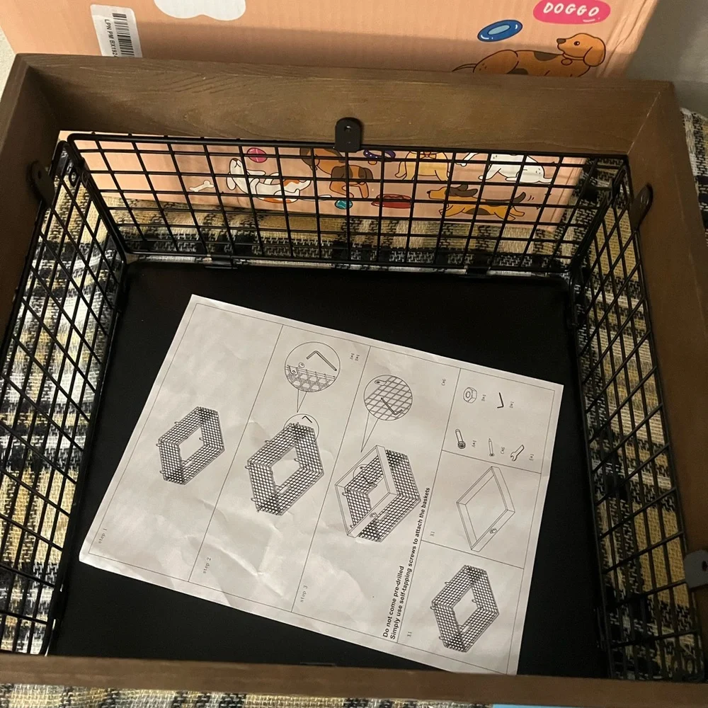 Dog Crate with Brown and Black Design